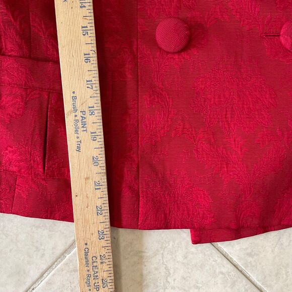 Talbots Red Blazer Jacket Double Breasted Jacquard Lined Women's Size M Career - Picture 7 of 13